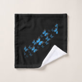 Zwart met blauwe vlinders bad handdoek (Wasdoekje)