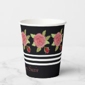 Zwart met bloemen papieren bekers (Achterkant)