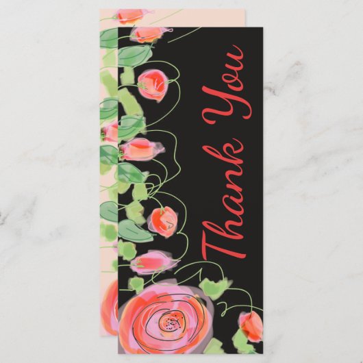 Zwart met bloemen programmakaart (Voorkant / Achterkant)