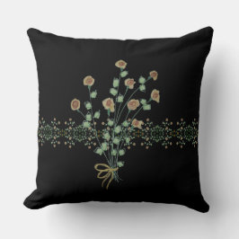 Zwart met bloemenaccent kussen