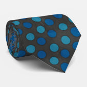Zwart met Blue Polka Dot Pattern Mannen Stropdas (Opgerold)