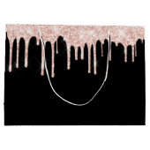 Zwart met Blush Pink Gold Glitter - Monogrammen Groot Cadeauzakje (Achterkant)