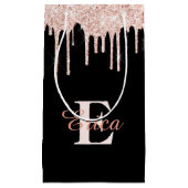 Zwart met Blush Pink Gold Glitter - Monogrammen Klein Cadeauzakje (Voorkant)