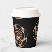 Zwart met Brons Roos Pattern Papieren Bekers (Voorkant)