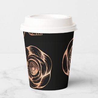 Zwart met Brons Roos Pattern Papieren Bekers