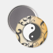 Zwart met Bronze Yin & Yang met rollen Magneet (Voorkant / Achterkant)