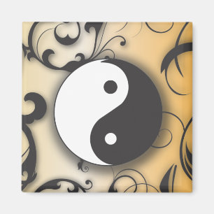 Zwart met Bronze Yin & Yang met rollen Magneet