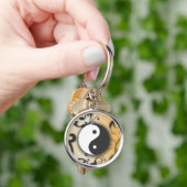 Zwart met Bronze Yin & Yang met rollen Sleutelhanger (Hand)