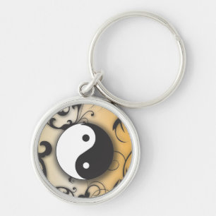 Zwart met Bronze Yin & Yang met rollen Sleutelhanger