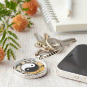 Zwart met Bronze Yin & Yang met rollen Sleutelhanger (Zijkant)
