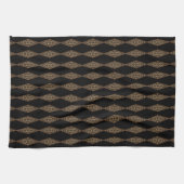 Zwart met bruin diamant Stripe keukenhanddoek (Horizontaal)