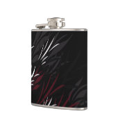 Zwart met Burgandy Feathers Flask Heupfles (Links)