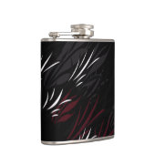 Zwart met Burgandy Feathers Flask Heupfles (Rechts)