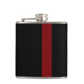 Zwart met Burgandy Strip Flask Heupfles (Voorkant)