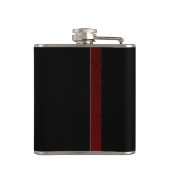 Zwart met Burgandy Strip Flask Heupfles (Achterkant)