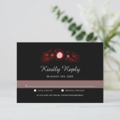 Zwart met Burgundy Red Floral Weddenschap RSVP (Staand voorkant)