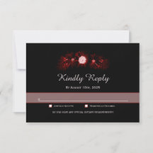 Zwart met Burgundy Red Floral Weddenschap RSVP