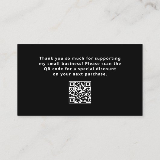 Zwart met Casual script en hart | Dank je Visitekaartje (Achterkant)