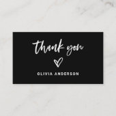Zwart met Casual script en hart | Dank je Visitekaartje (Voorkant)