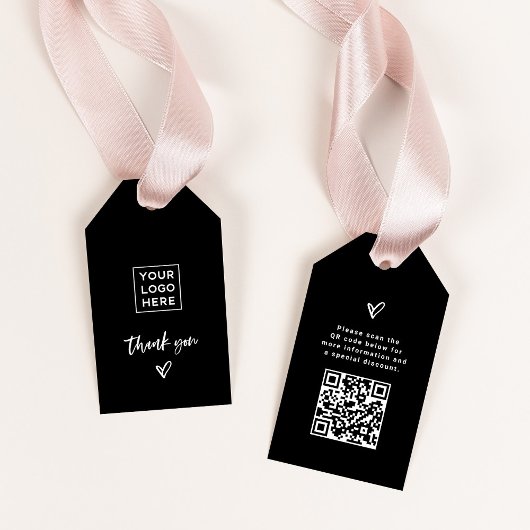 Zwart met Casual script en hartelijke dank Cadeaulabel