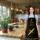 Zwart met Classic Gold Rolling Pin en Herb Schort