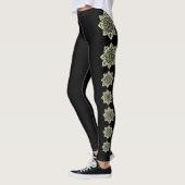 Zwart met crème medaillons leggings (Links)