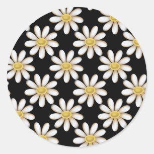 Zwart met Daisy Flowers Stickers