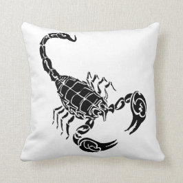 Zwart met de hand getekend Scorpion en tribaal doo Kussen
