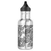 Zwart met de hand getekende bladeren op zilver waterfles  (Rechts)
