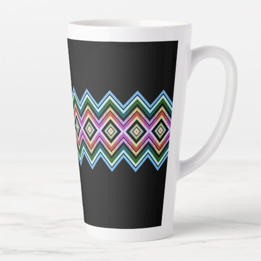 Zwart met decoratief patroon latte mok (Rechts)