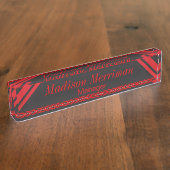 Zwart met diepe rode strepen | Naam en titel DIY Naambordje (Zijkant)