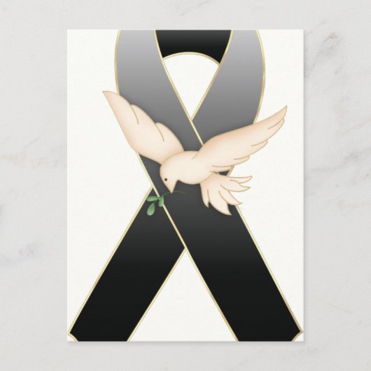 Zwart met Dove Ribbon Awareness Briefkaarten (Voorkant)