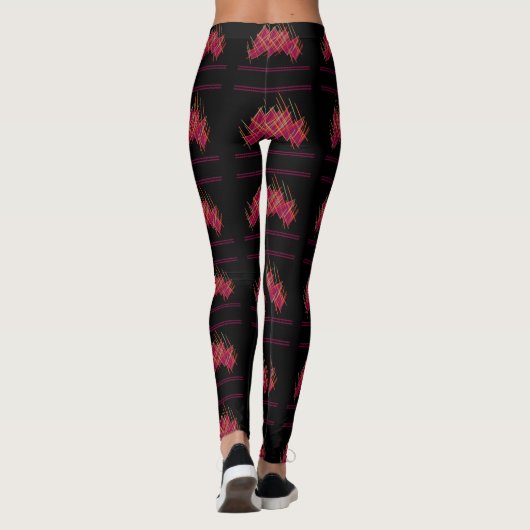 Zwart met druivenwijn kleurontwerp patronen leggings (Achterkant)