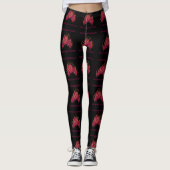 Zwart met druivenwijn kleurontwerp patronen leggings (Voorkant)