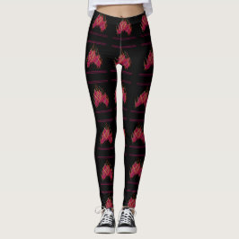 Zwart met druivenwijn kleurontwerp patronen leggings