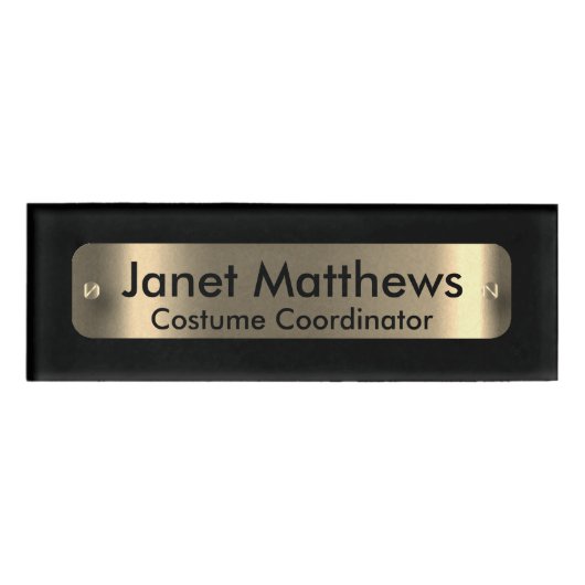 Zwart met een gouden label Bord - gepersonaliseerd Naambadge (Voorkant)