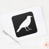 Zwart met een witte rij. vierkante sticker (Envelop)