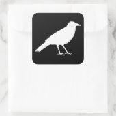 Zwart met een witte rij. vierkante sticker (Tas)