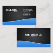 Zwart met eenvoudige blauwe golf visitekaartje (Voorkant / Achterkant)