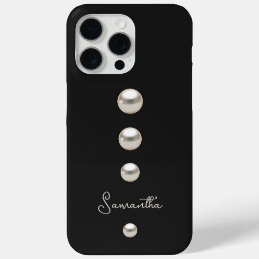 Zwart met Elegant Pearl Design Case-Mate iPhone Case (Achterkant)