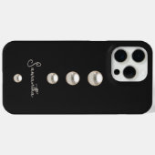 Zwart met Elegant Pearl Design Case-Mate iPhone Case (Achterkant (horizontaal))