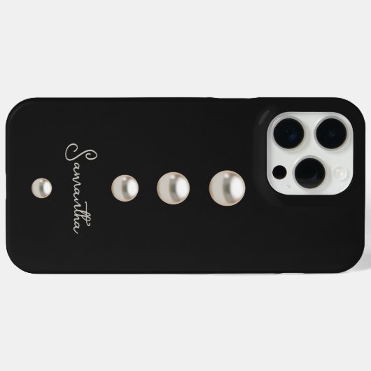 Zwart met Elegant Pearl Design Case-Mate iPhone Case (Achterkant (horizontaal))