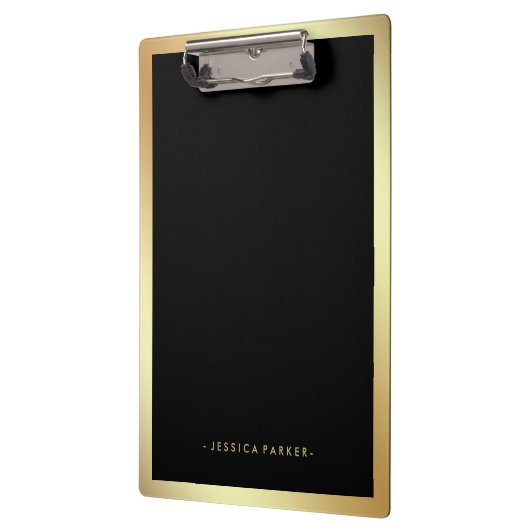 Zwart met Faux Gold Glam Border Klembord (Links)