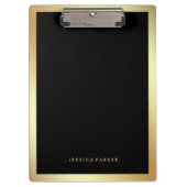 Zwart met Faux Gold Glam Border Klembord (Voorkant)