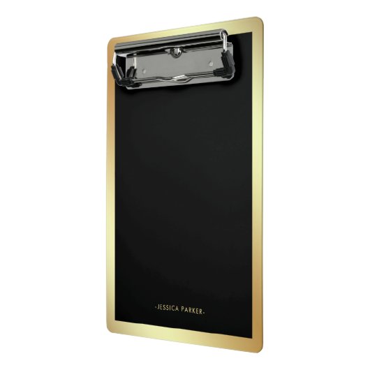 Zwart met Faux Gold Glam Border Mini Klembord (Angled2)