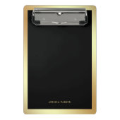 Zwart met Faux Gold Glam Border Mini Klembord (Voorkant)