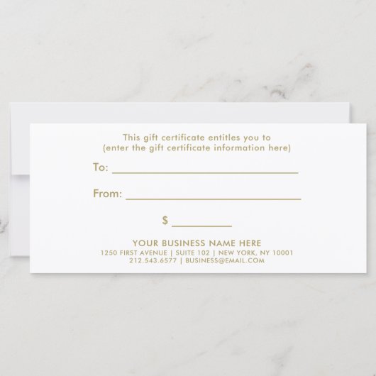 Zwart met Faux Gold Script | Cadeaubon (Achterkant)