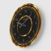 Zwart met Faux Metallic Gold Lijst Grote Klok (Hoek)