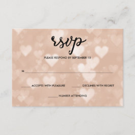 Zwart met Faux Roos Gold Bokeh Hearts RSVP Kaartje