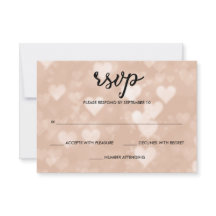 Zwart met Faux Roos Gold Bokeh Hearts RSVP